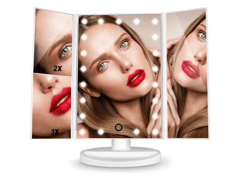 Miroir De Maquillage LED Avec Zoom, Pliable Et Réglable - Éclairage Pro Pour Teint Parfait