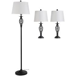 Lampadaire 3 étagères Avec Chargeur USB-C - 165 Cm, Brun, Dimmable, Neuf