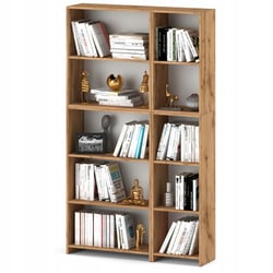 Étagère Bibliothèque 4 Niveaux Avec Placard Juliette - Lattes Tasseau Bois Chêne - 60x30x170 Cm
