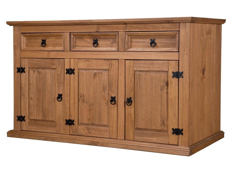 Buffet Commode 3 Portes 2 Tiroirs En Pin Massif - Style Campagne - Neuf