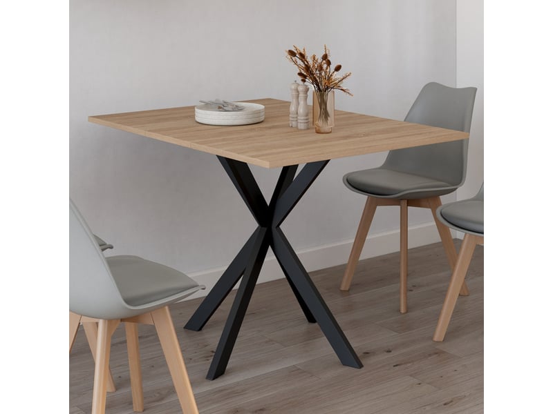 Table à manger rectangle ALIX 8 personnes pied araignée bois et blanc 160 cm | Leroy Merlin