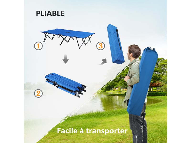 KESSER® Lit De Camp Pliable - Supporte 250 Kg - Sac De Transport Inclus - Confort Et Stabilité