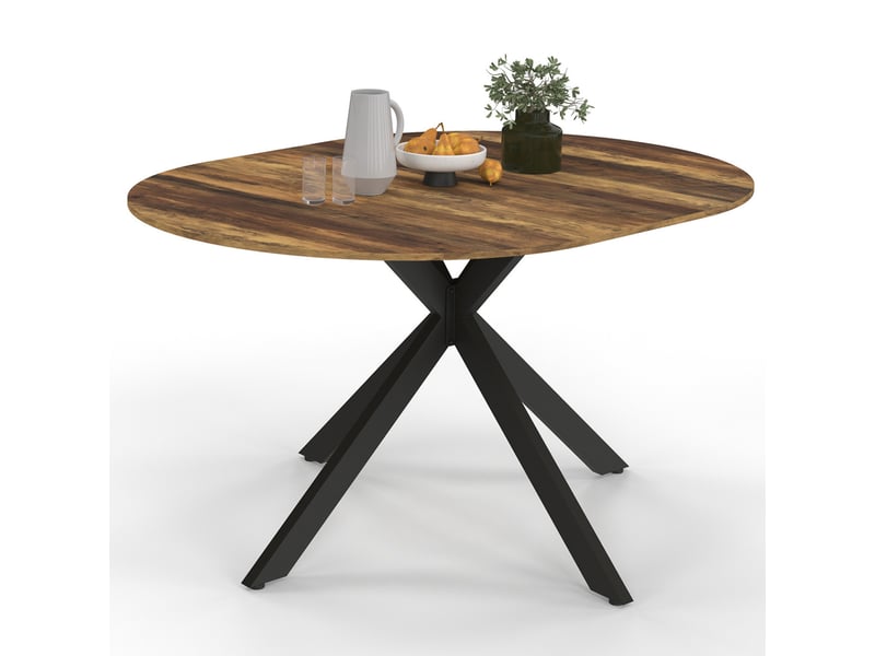 Table à Manger Ronde Extensible YSEULT - Style Industriel Bois Et Noir, 4 à 8 Personnes, 110-150cm - 5