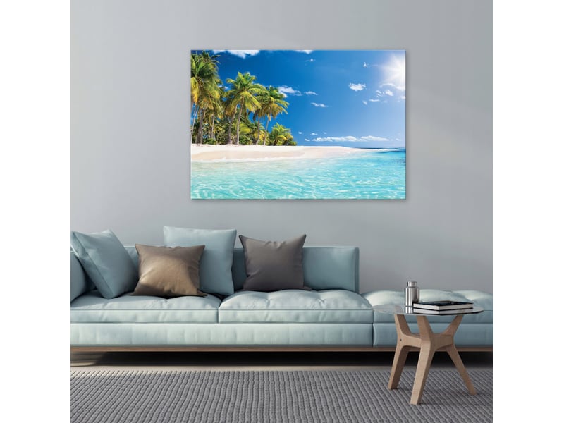Toile Décorative Paysage De Plage Marron 120x50 Cm - Pop Art, Prête à Accrocher