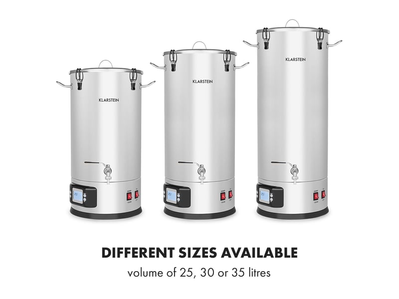 Cuve De Fermentation Klarstein 30L Inox 304 - Pour Bière Et Vin Maison - Robinet De Vidange, Barboteur Inclus - 42x55x34 Cm