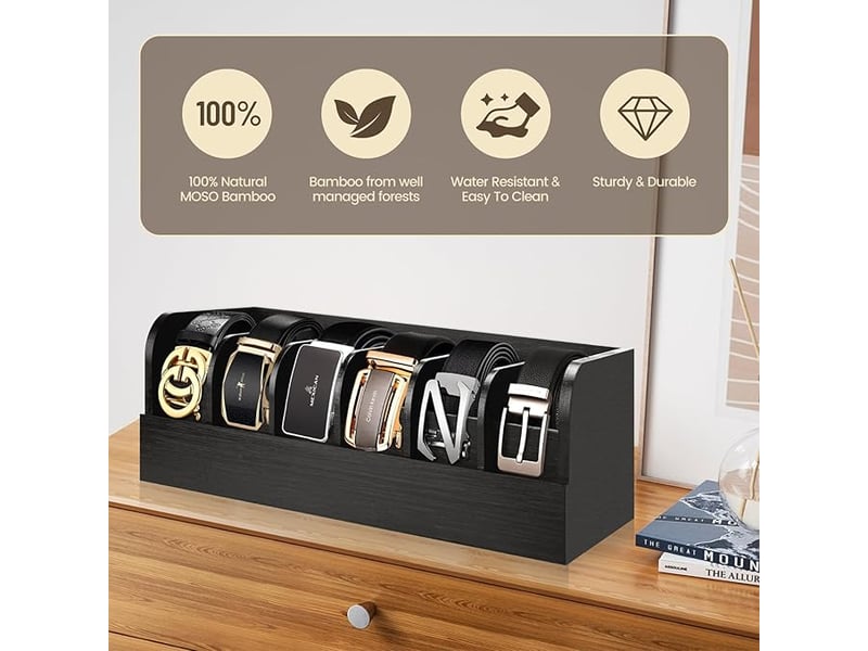 Boîte de rangement de ceinture, 6 compartiments, vitrine de ceinture pour