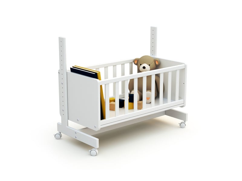 Berceau Cododo PIRATE En Bois - Blanc Et Hêtre Verni - 40x80 Cm - 4 Hauteurs - Matelas Inclus - Sécurité Et Proximité Pour Bébé