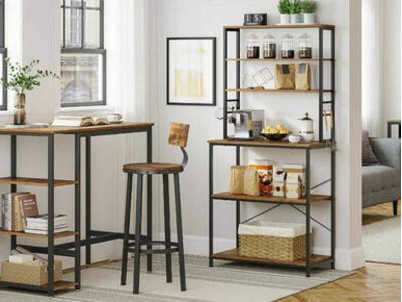 VASAGLE Étagère de Cuisine, Meuble de Rangement, pour Four à Micro-Ondes, avec 2 Paniers VASAGLE Étagère de Cuisine, Meuble de Rangement, pour Four à Micro-Ondes, avec 2 Paniers