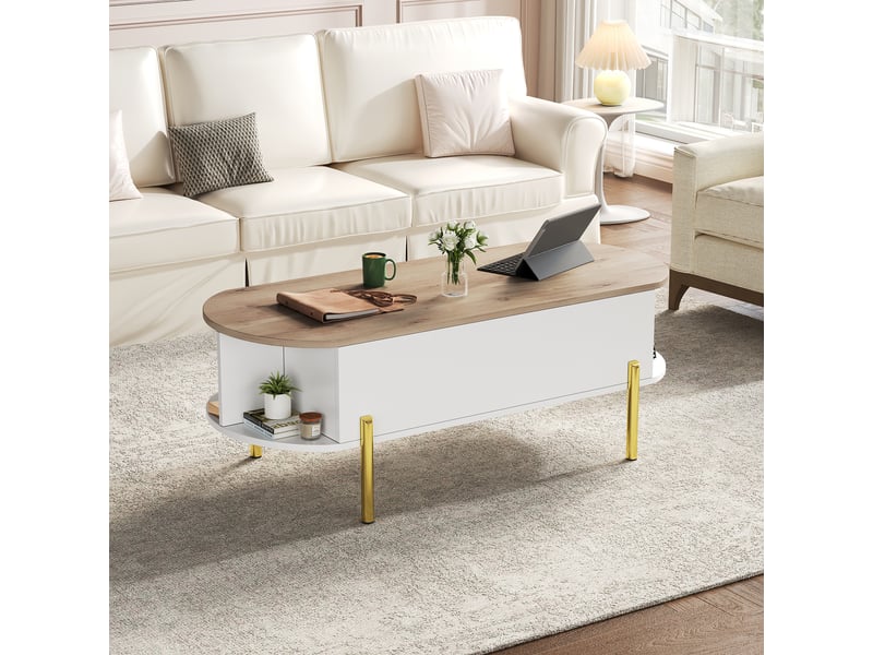 Lot De 2 Tables Basses Ovales - Style Nordique Blanc - Bois - Neuves
