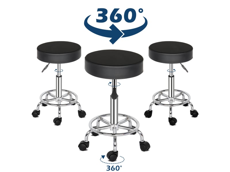 WOLTU Tabouret de Bureau,Tabouret Rond avec Dossier,Tabouret Coiffeuse