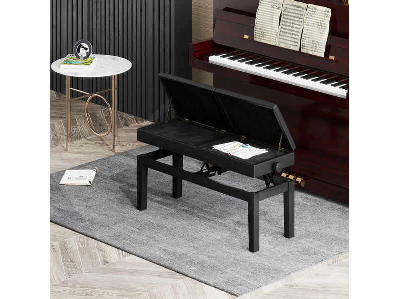 Tabouret De Piano Réglable Noir - 3 Hauteurs, Pliable - Pour Piano, Clavier, Orgue - Confort Et Gain De Place - 13