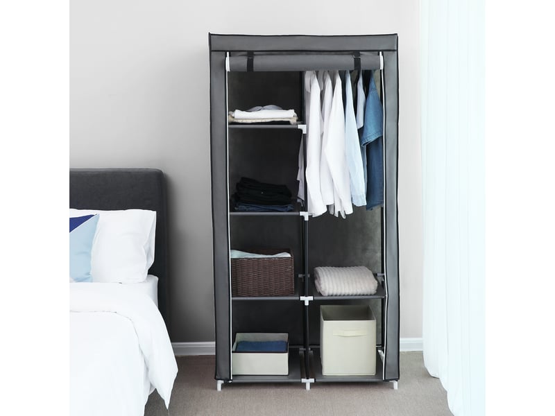 Armoire à Vêtements SONGMICS 6 Étages - Penderie Tissu Gris Chevrons 168cm