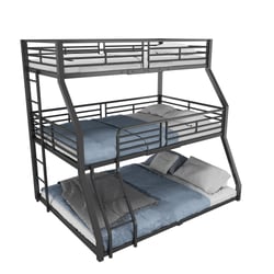 Lit Superposé Enfant 90x200 Cm - Cadre Maison Blanc - Escalier Et Porte - En Métal - Charge 120 Kg