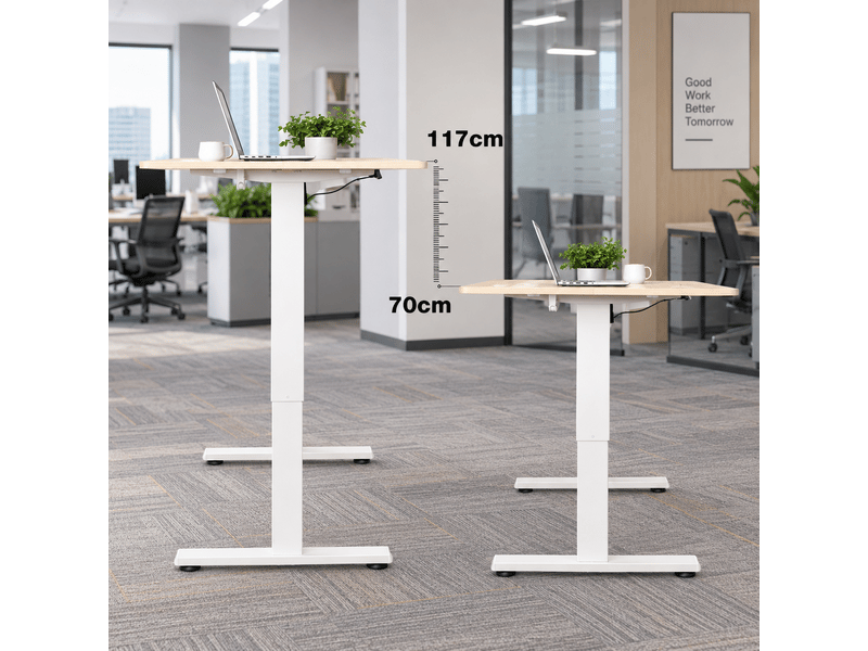 Bureau Assis-debout électrique SIRHONA 160x60 Cm - Réglable 70-115 Cm, 3 Mémoires, Anti-collision - Plateau Noyer Foncé - 6