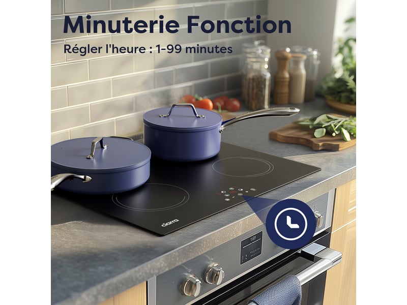 Plaque Induction Portable AMZCHEF 2000W - 10 Niveaux Puissance/température - Minuterie 3h