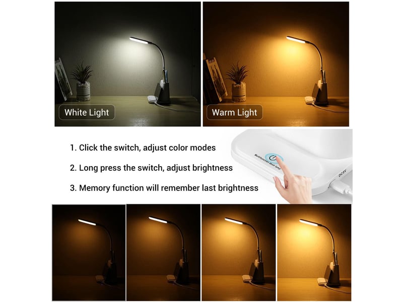 HONEYWELL Lampe De Bureau LED Avec Port USB - Lampe De Table Pliable à Intensité Variable HWT-H01