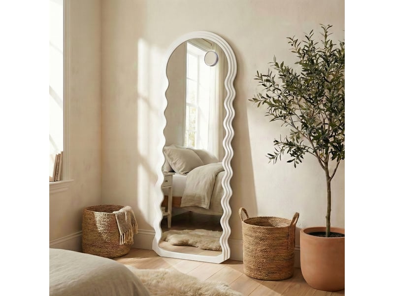 FURNIinspire Miroir Arqué Pleine Longueur Avec Lumières, Miroir De Sol LED De 160 X 50,8 Cm, Miroir Sur Pied, Miroir De Coiffeuse Lumineux, Noir