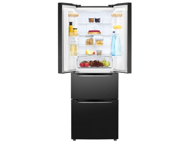 Réfrigérateur-Congélateur Bomann 320L Noir – Sans Givre, Système MultiAirflow, Éclairage LED, 4 Étagères Verre, 39 DB