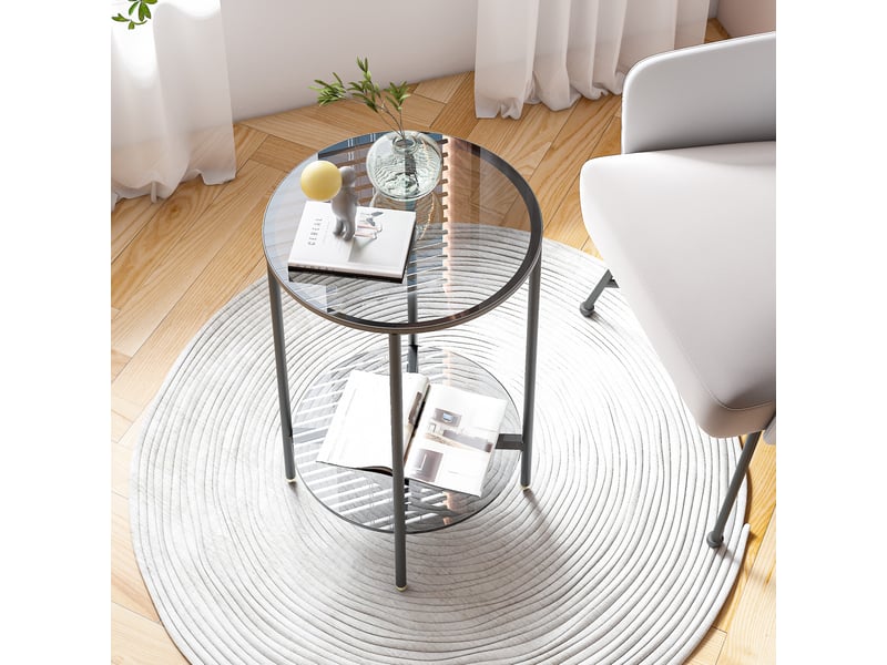 Relaxdays Table D'appoint Ronde En Acier Et Verre, Design élégant, H X L X P Env 46 X 42 X 42 Cm Cuivree 85167866
