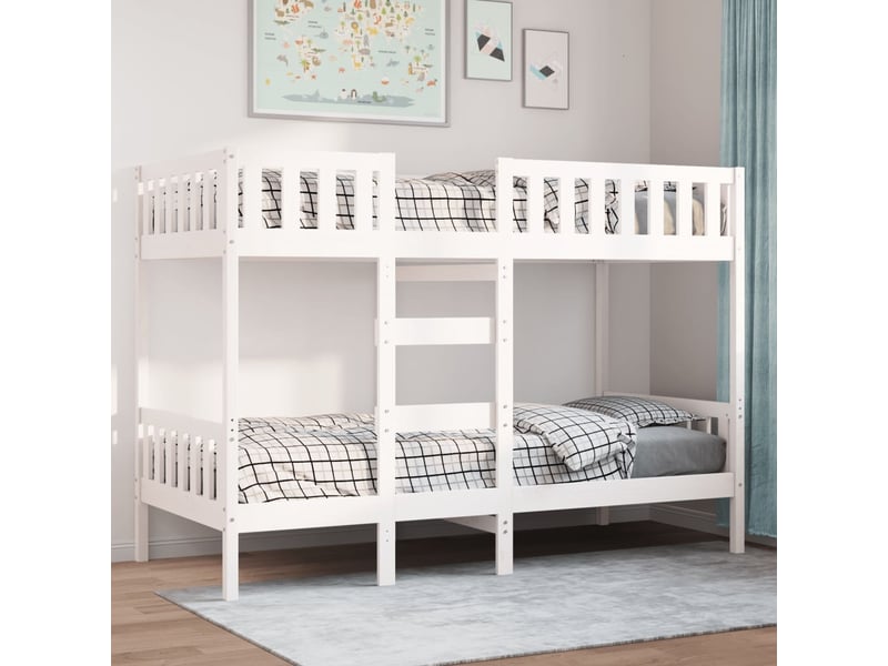 Lit Superposé En Pin Massif Blanc 75x190 Cm - Sans Matelas, Avec Garde-corps - Idéal Pour Chambre D'enfant Ou Espace Limité - 8