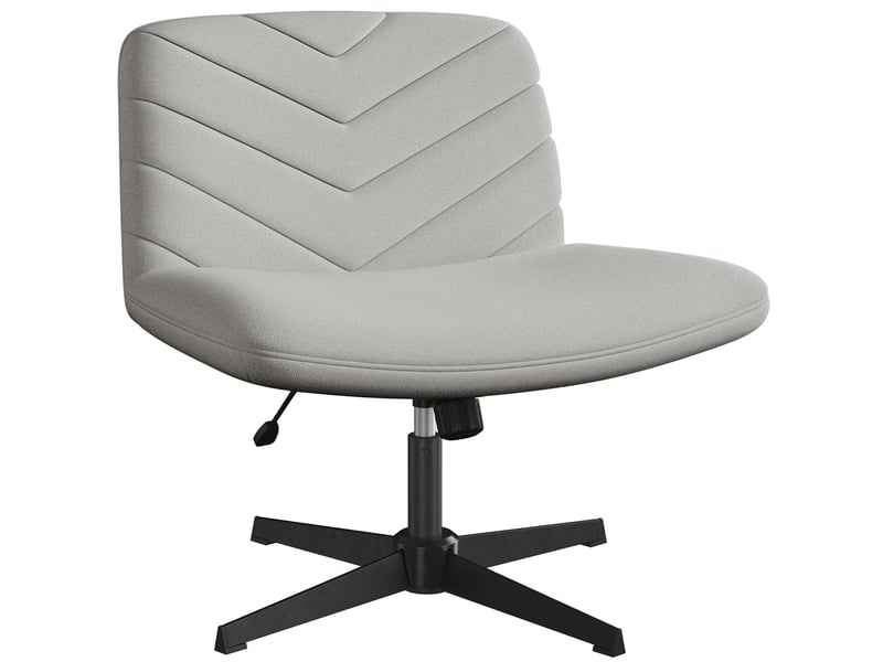 KERDOM Chaise De Bureau Sans Roulettes Pivotante - Coussin Large Inclinable Hauteur Réglable Tissu