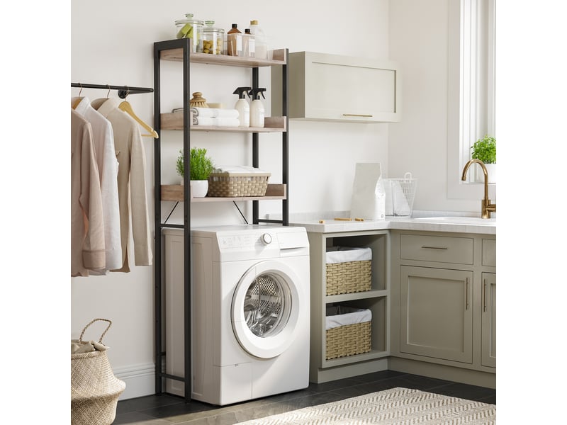 Étagère De Toilettes 3 Niveaux - Style Industriel - Marron Et Noir - Gain De Place Et Rangement Pratique