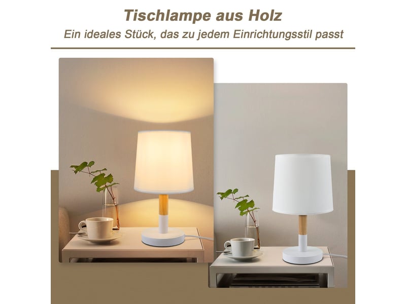Lot De 2 Lampes De Chevet Relaxdays - Abat-jour Blanc, Pied Doré, Douille E27 - H 50 X D 25 Cm