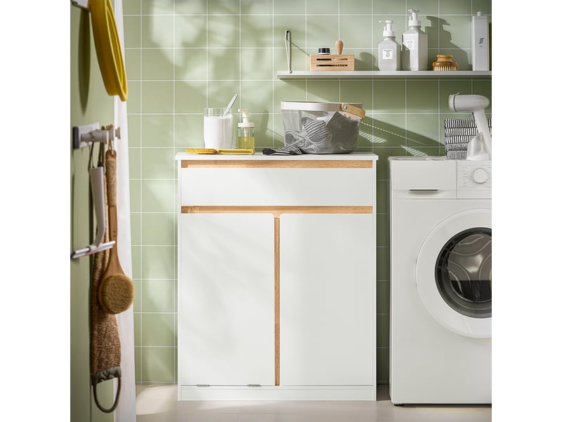SoBuy - Meuble Bas Salle De Bain Avec Panier à Linge Amovible - 1 Tiroir + 2 Compartiments - Dimensions 71x33x85 Cm - Blanc - Référence BZR79-W Tiroir Et Panier Amovible SoBuy - Meuble Bas Salle De Bain Avec Panier à Linge Amovible - 1 Tiroir + 2 Compartiments - Dimensions 71x33x85 Cm - Blanc - Référence BZR79-W Tiroir Et Panier Amovible