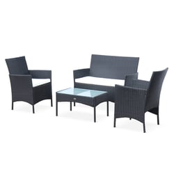 Set 3 Meubles Terrasse SONGMICS - 2 Chaises Acapulco Et Table En Verre Noir
