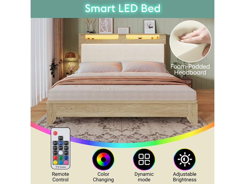 Lit Tête Réglable Led Lit Double 140x200 Avec Tête De Lit Réglable Et LED - Coffre De Rangement Hydraulique - Sans Matelas - Beige Lit Tête Réglable Led Lit Double 140x200 Avec Tête De Lit Réglable Et LED - Coffre De Rangement Hydraulique - Sans Matelas - Beige