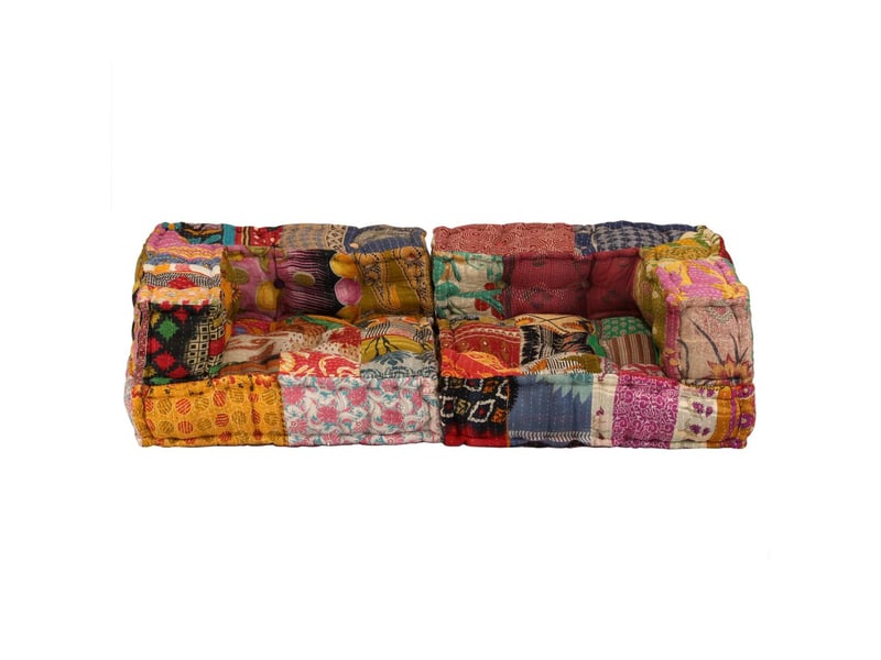 Coussins de sol poufs modulaire chaise longue en tissu 2 places en tissu Patchwork DEC021231 | Rakuten