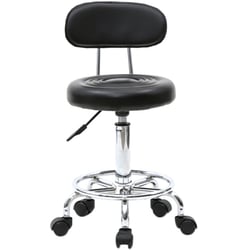 Tabouret De Tambour Réglable VidaXL - Hauteur 47.5-62 Cm, Diamètre 22 Cm, Pieds Pliables - Siège Rembourré En Cuir Synthétique