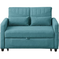 Canapé Convertible 2 Places KOMHTOM - Dossier Réglable, Converti En Lit, Velours Côtelé, Idéal Salon Ou Chambre