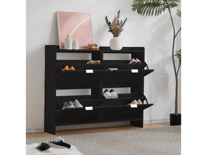 Nizer Étagère à chaussures en bambou à 4 niveaux pour entrée, couloir, chambre à coucher, support de rangement pliable pour petits espaces, couleur bois naturel, 50 cm de hauteur