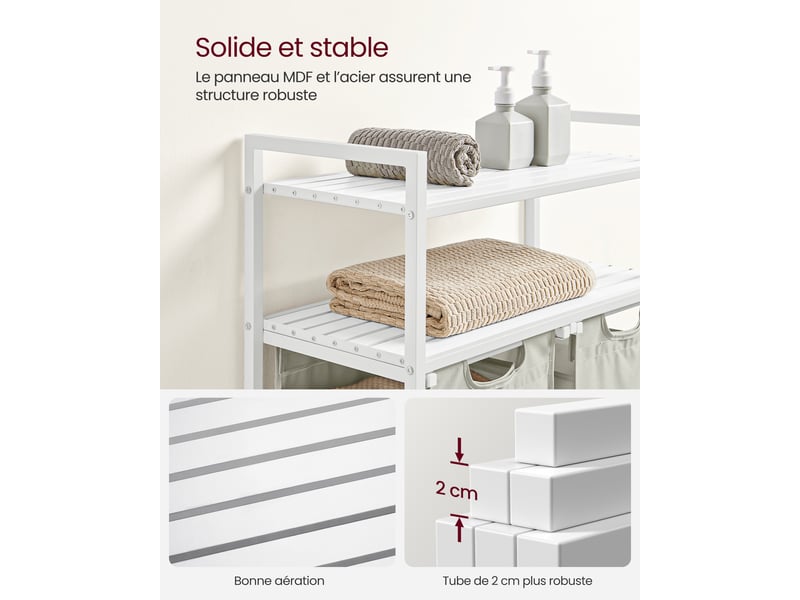 Lot 2 Paniers à Linge Pliables CleverMade - 64 L Chacun, Charge 25 Kg, Poignées Cuir Vegan, Rangement Plat - 4