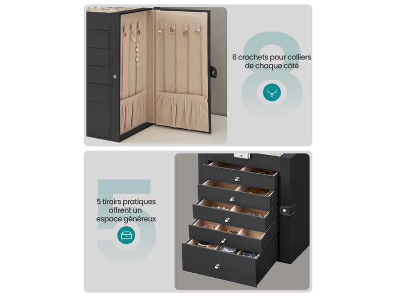 Renjiang Organisateur de Bijoux, Petite Boîte à Bijoux Porte-Boucles d'Oreilles pour Femmes, Boîte de Rangement pour Bijoux Plateau de Rangement Rotatif à 4 Couches avec Couvercle pour Bagues Bracelets Renjiang Organisateur de Bijoux, Petite Boîte à Bijoux Porte-Boucles d'Oreilles pour Femmes, Boîte de Rangement pour Bijoux Plateau de Rangement Rotatif à 4 Couches avec Couvercle pour Bagues Bracelets
