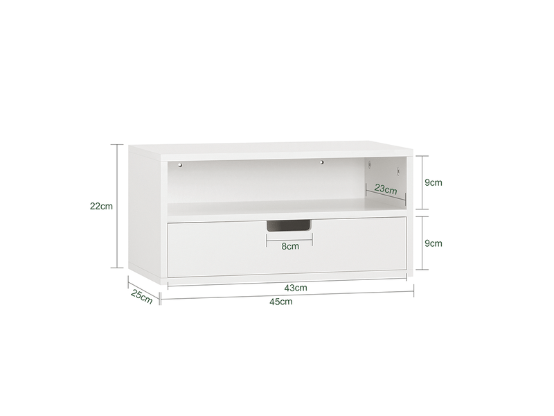 Étagère Murale NOKA Blanche Avec 2 Tiroirs - 100x32,5x22 Cm - Console Entrée, Table De Chevet Ou Coiffeuse Suspendue