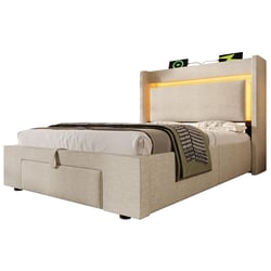 Canapé-lit coffre 90x200 ou 180x200cm - équipé d'une prise électrique - multiples compartiments de rangement - avec éclairage LED - blanc | Leroy Merlin Canapé-lit coffre 90x200 ou 180x200cm - équipé d'une prise électrique - multiples compartiments de rangement - avec éclairage LED - blanc | Leroy Merlin