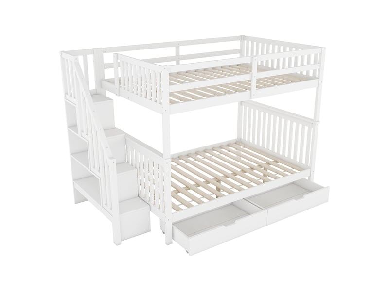 Lit Superposé Enfant Interbeds En Bois – 200x80/120 Cm, 5 Tiroirs, Barrière Sécurité, Charge 100kg, Escalier Inclus - 6