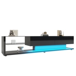 Meuble TV 200 Cm Selsey MIRRGO Marbre Blanc Avec Insert Doré - Meuble Télé Suspendu Élégant
