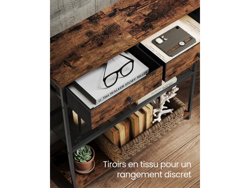 HOOBRO Console Meuble, 75 cm Table Console, d'Entrée avec 2 Tiroirs en Tissu, Table d’appoint