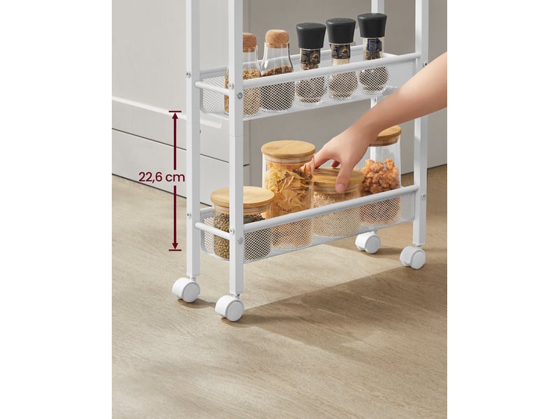 Étagère Mobile 6 Niveaux Avec Roulettes - Détachable, Blanche - Pour Enfants, étudiants, Bureau, Maison - 8