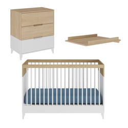 Chambre Bébé Roba Gabriella - Lit Évolutif 70x140cm + Commode à Langer - Blanc/Chêne