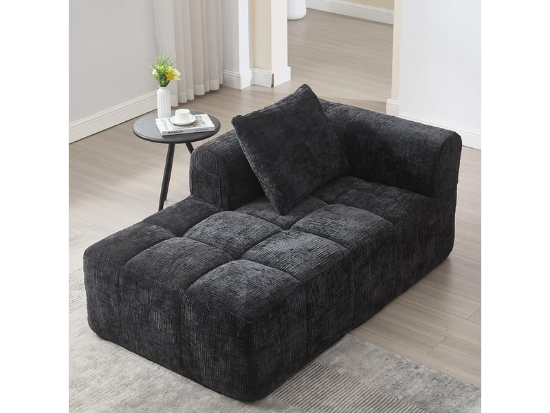 Petit Canapé D'angle 147x110x67 Cm Avec Pouf - Velours Côtelé, Gris Foncé - Sans Installation, Livraison Prête à L'emploi