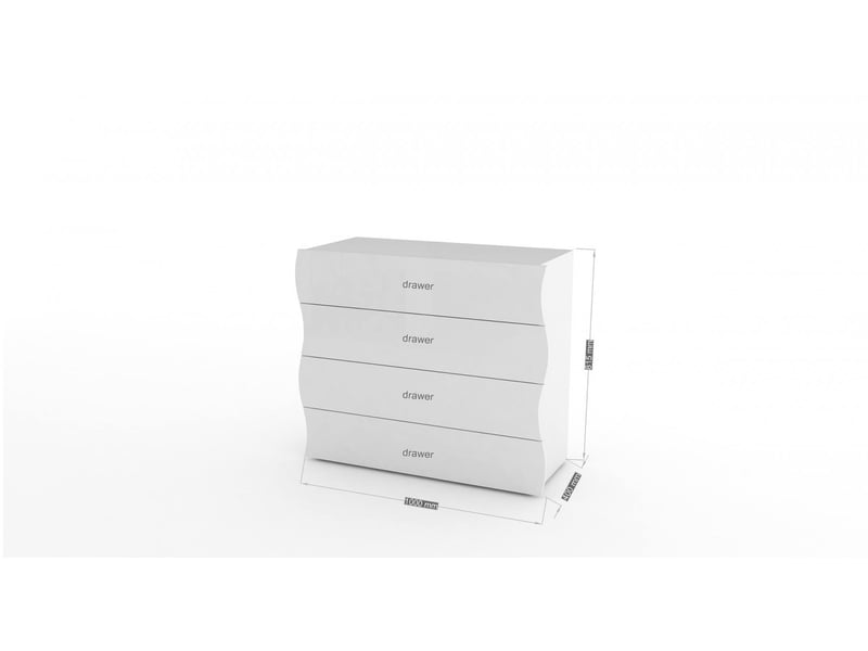 Commode Dalia MB Muebles - 3 Tiroirs Blanc Et Noir - Mélamine Brillante 75x99x36 Cm