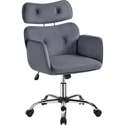 Chaise De Bureau Yaheetech En Velours - Assise Réglable - Pivotante 360° - Gris Clair - Pour Maison Ou Bureau