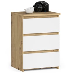 Chevet 2 Tiroirs DOLO Blanc - 38x48x50 Cm - Panneau Fibres De Bois - Rangement Pratique Chambre - 7