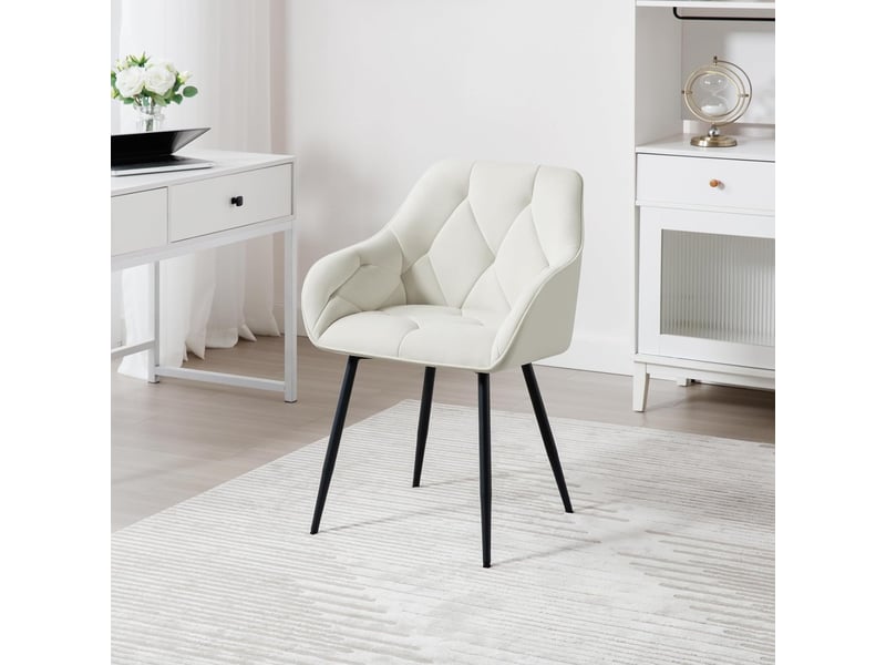 Ensemble Salle à Manger 2 Chaises Velours Crème + Table Chêne 80x80 Cm - Style Moderne Et Compact - 5