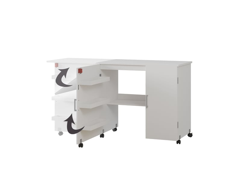 Table Couture Carmen Blanc - Meuble Machine à Coudre Avec 3 Étages 118x79cm