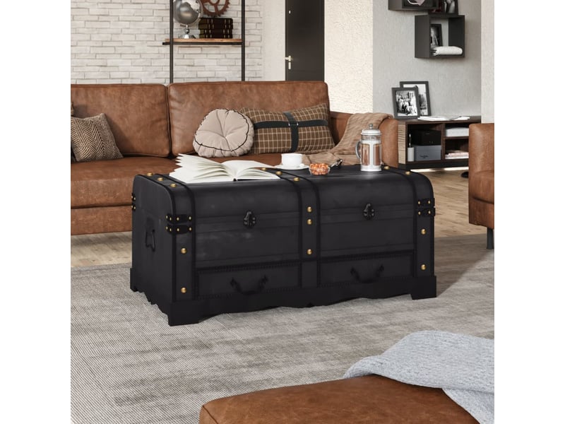 VidaXL Banc Long Rangement Bois Noir – Coffre Siège Bout De Lit 118 Cm – Compartiment XXL Ouverture Relevable – Banc Repose-Pieds Chambre Salon